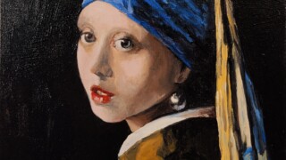 La jeune fille à la perle d’après Vermeer 20210714_112543 Huile sur toile de coton montée 14x18 po. 35,5x45,5 cm.