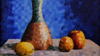 Nature morte 20210714_115720 Huile sur toile de coton montée 8x10 po. 20x25 cm.