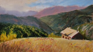 Chalet au Sauze 20210714_133236 Pastel gras sur papier 8x11 po. 20x28 cm