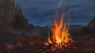 Feu de camp 20210714_133422 Acrylique sur papier 8x11 po. 20x28 cm.